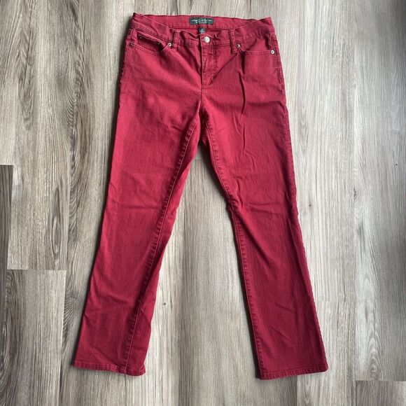 LRL Ralph Lauren Jeans Womens Size‎ 6P Red Denim Modern Straight Leg Logo - Picture 1 of 8